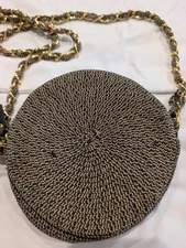 Sun N Sand Accesories Small Black & Tan Woven Straw Purse Crossbody Bag Boho