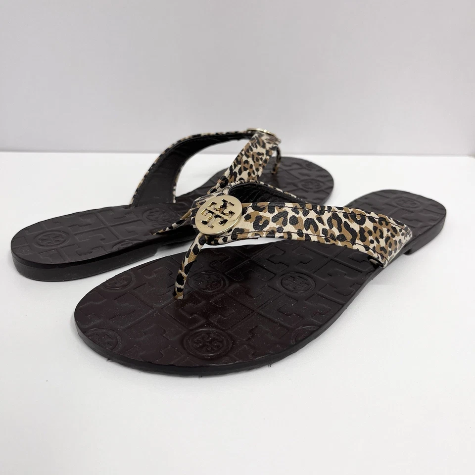 Sandalias planas Tory Burch Thora zapatos estampado animal apenas usadas talla 6 M Foto 3 de 4