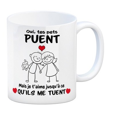 Pets Tasse à café avec slogan Oui, tes pets puent. Mais je t'aime