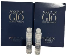 Lot of 2 Giorgio Armani Acqua di Gio PROFONDO LIGHTS EDP Spray Vial 1.2ml Each