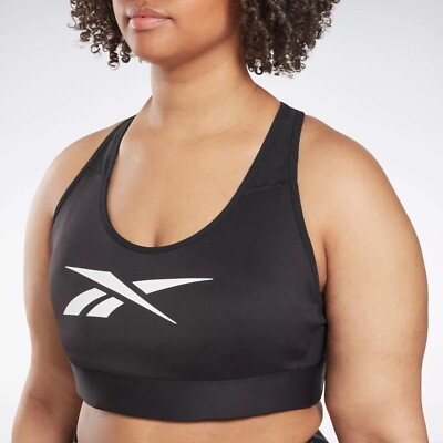 Reebok Plus Size Lux Vector Medium Impact Racerback Bra  Black , 4X