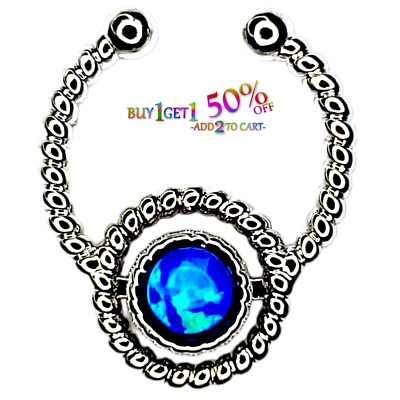 FAUX FAKE SEPTUM CLICKER CZ Clip-On Nose Ring Non-Piercing Hanger Hoop 9106 2