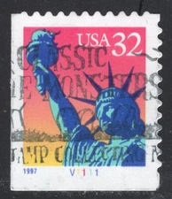 3122  32c Liberty - Booklet Plate Number Single - V1111 - Used