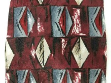 Croft  Barrow Necktie Tie Mens Red Gray Black Geometric 100 Silk EUC