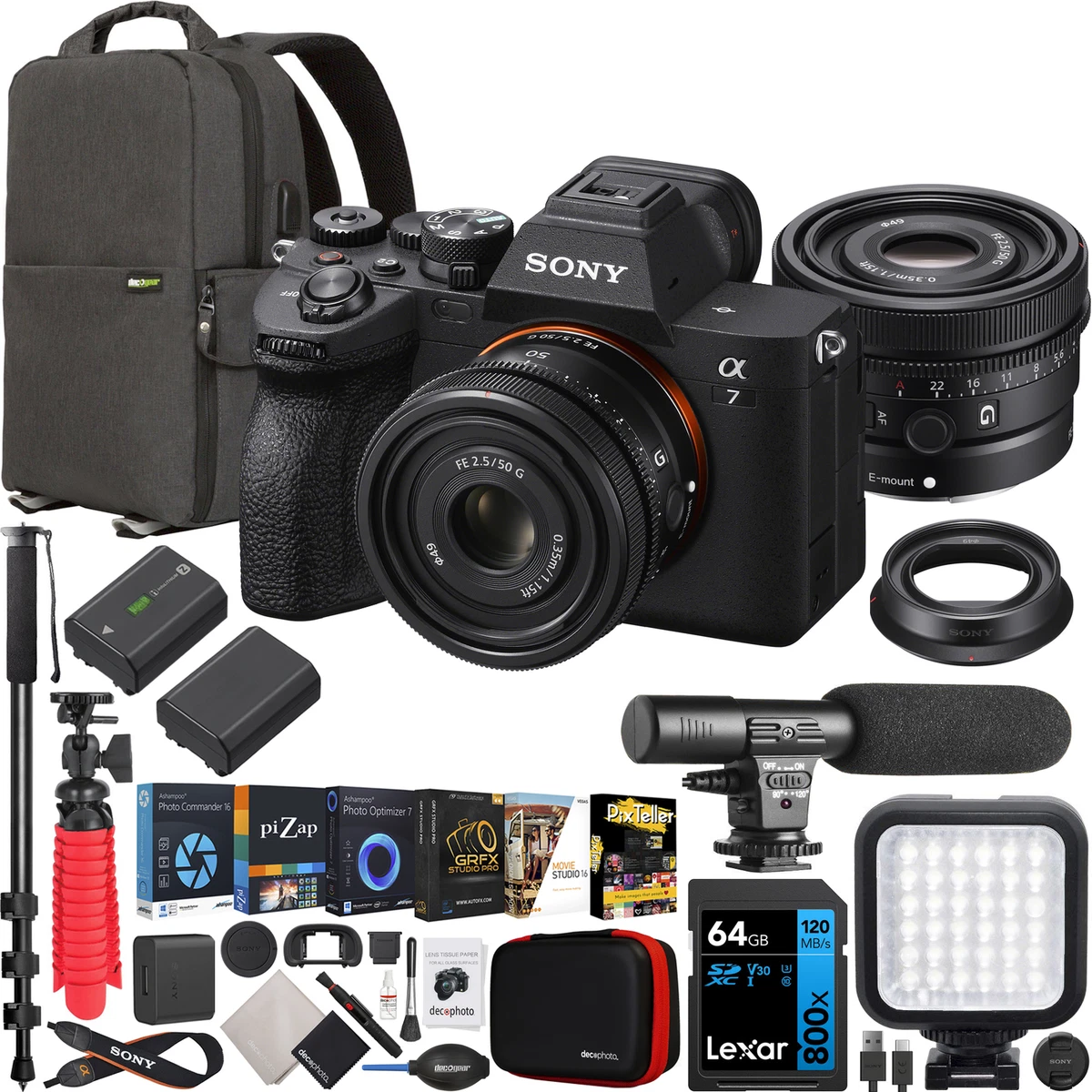 Sony a7 IV Full Frame Mirrorless Camera + FE 50mm F2.5 G Lens SEL50F25G Bundle