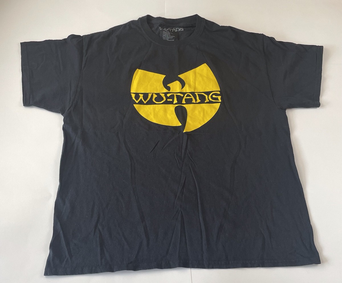 7565　レア　WU-TANG　CLAN　tシャツ　ヒップホップ　ラップティーズ Wu-Tang Clan Rap Yellow Logo Classic Hip-Hop T Shirt Black Size XL