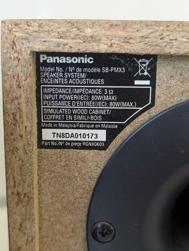 Panasonic SB-PMX5 3 Way 3 Ohm Stereo Hifi Speakers - Picture 4 of 4