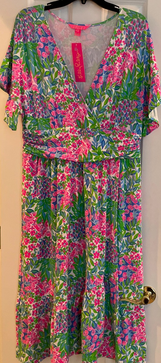 NWT $198 Lilly Pulitzer Juliet Ruffle Midi Dress XL in A Cherry on Top Multi
