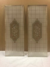 coppia Vecchio Vetro sabbiato  Credenza antica  62 X 23 CM Molato 2 pezzi 