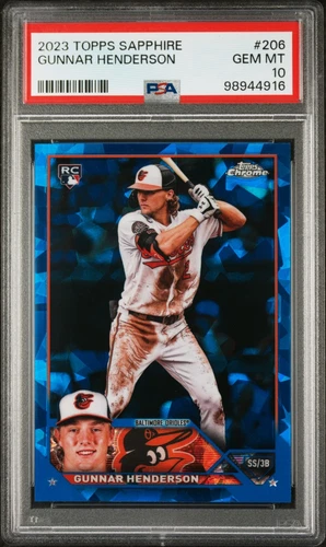 2023 Topps Chrome Sapphire Edition Gunnar Henderson #206 RC PSA 10 GEM MT Rookie