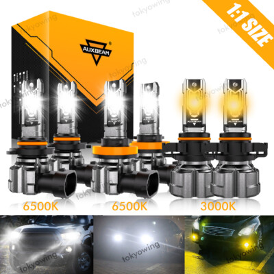 For Chevy Avalanche 2007-2013 AUXBEAM LED Headlight High Low White+Fog Yellow 6X
