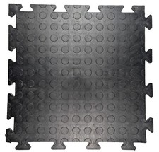 BLACK & GREY HEAVY DUTY 12MM PVC PENNY INTERLOCKING GARAGE FLOOR TILES GYM MATS