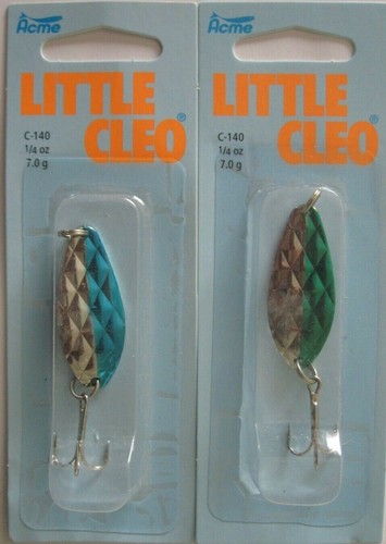 2 Pks. Acme Tackle LITTLE CLEO - 1/4 oz. Ham/Neon Green & Ham/Neon Blue
