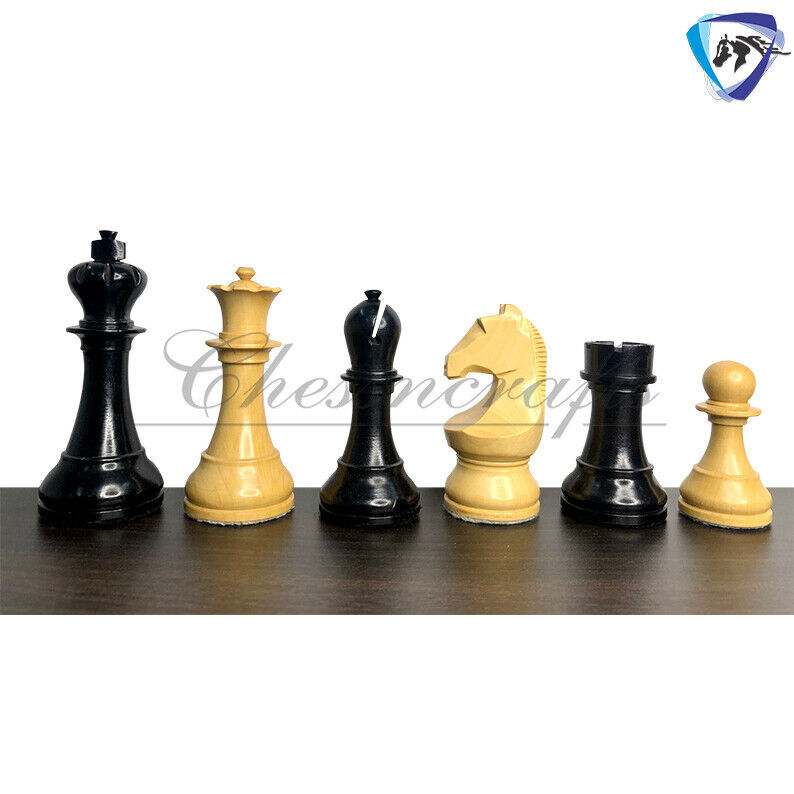 Ebony World Championship Chess Pieces Set 3.75" FIDE type+