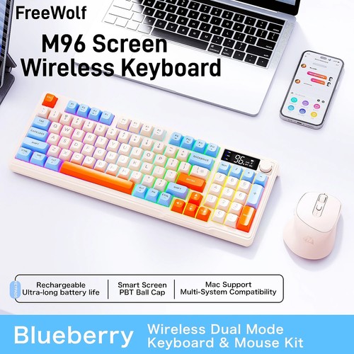 M96 Screen Wireless Keyboard Mouse Kit Bluetooth Keyboard with Mouse Gaming New - Picture 3 of 30