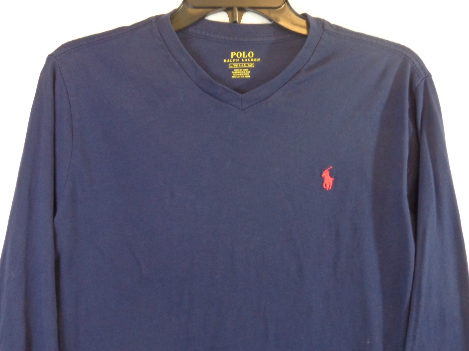 PONY Polo Ralph Lauren ragazzo maglietta manica lunga grande (14 16) blu navy