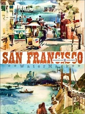 San Francisco California 1970 Vintage Poster Print Retro Style Airline Travel  