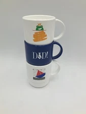 Set of 3 Vintage Tupperware Retro Stackable Mugs ~Dad, Grandpa, Kiss Me You Fool