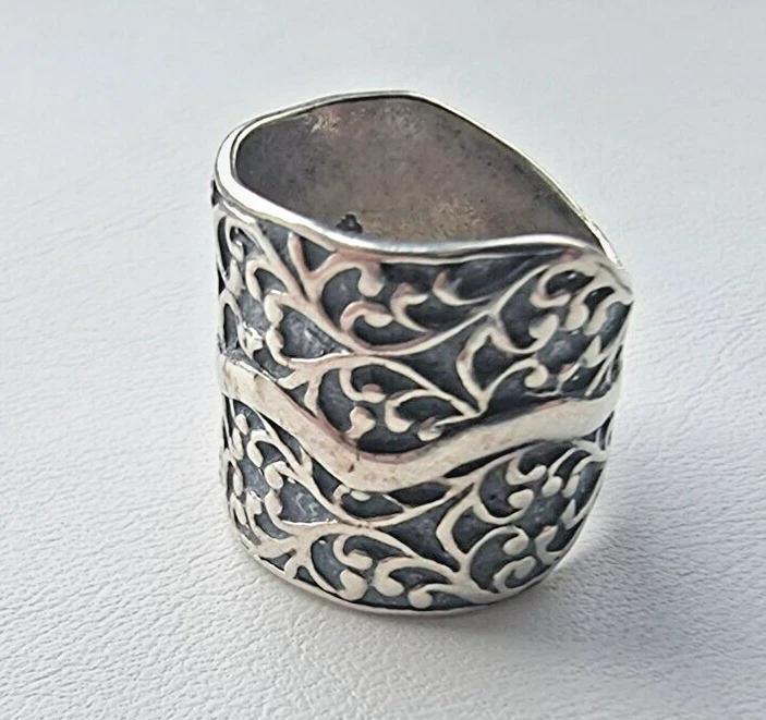 SILPADA 925 STERLING SILVER ISRAEL ETERNAL TREE EXTRA WIDE BADE RING SIZE 7.25 - Image 4 of 4