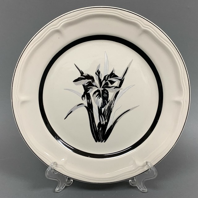 Tienshan Stoneware 10 1/2" Dinner Plate Botanical Garden? Black Gray