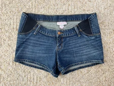 Isabel Maternity Shorts sz 8 Denim Expandable Side Panels Stretch (Waist 38")