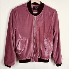 Love Tree Velvet Plush Pink Bomber Jacket Women’s Size Small