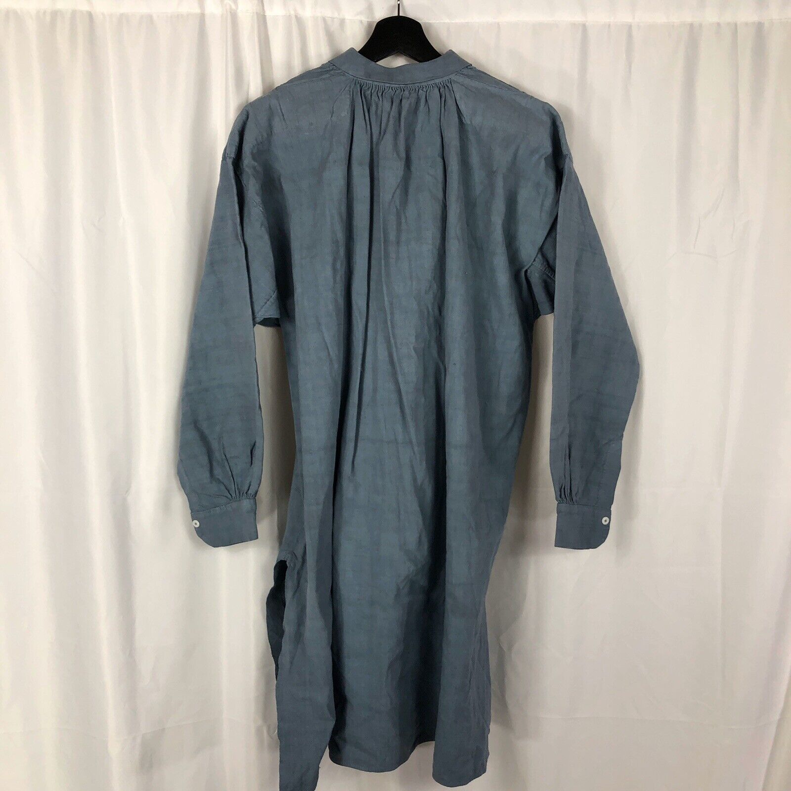 C1920 French Blue Linen Workwear Shirt Biaude
