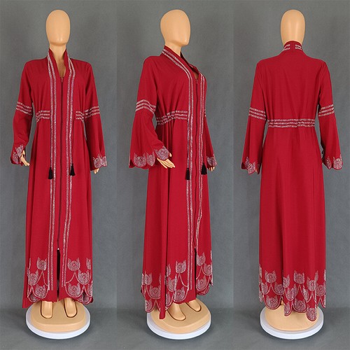 Muslim Zipper Kaftan Abaya Dubai Women Long Dress Evening Party Robe Prom Gown - Foto 19 di 41