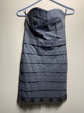 Icon Brand Sz S Small Bodycon Dress Stretch Gray Custom Lace Trim Strapless