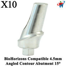 10pcs Dental BioHorizons Compatible 4.5mm Angulated Contour Abutment 15 