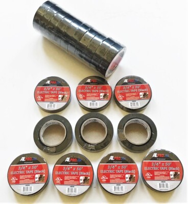 20 ROLLS ATE PRO TOOLS UL APPROVED BLACK ELECTRICAL ELECTRIC TAPE 3/4'' x 50'