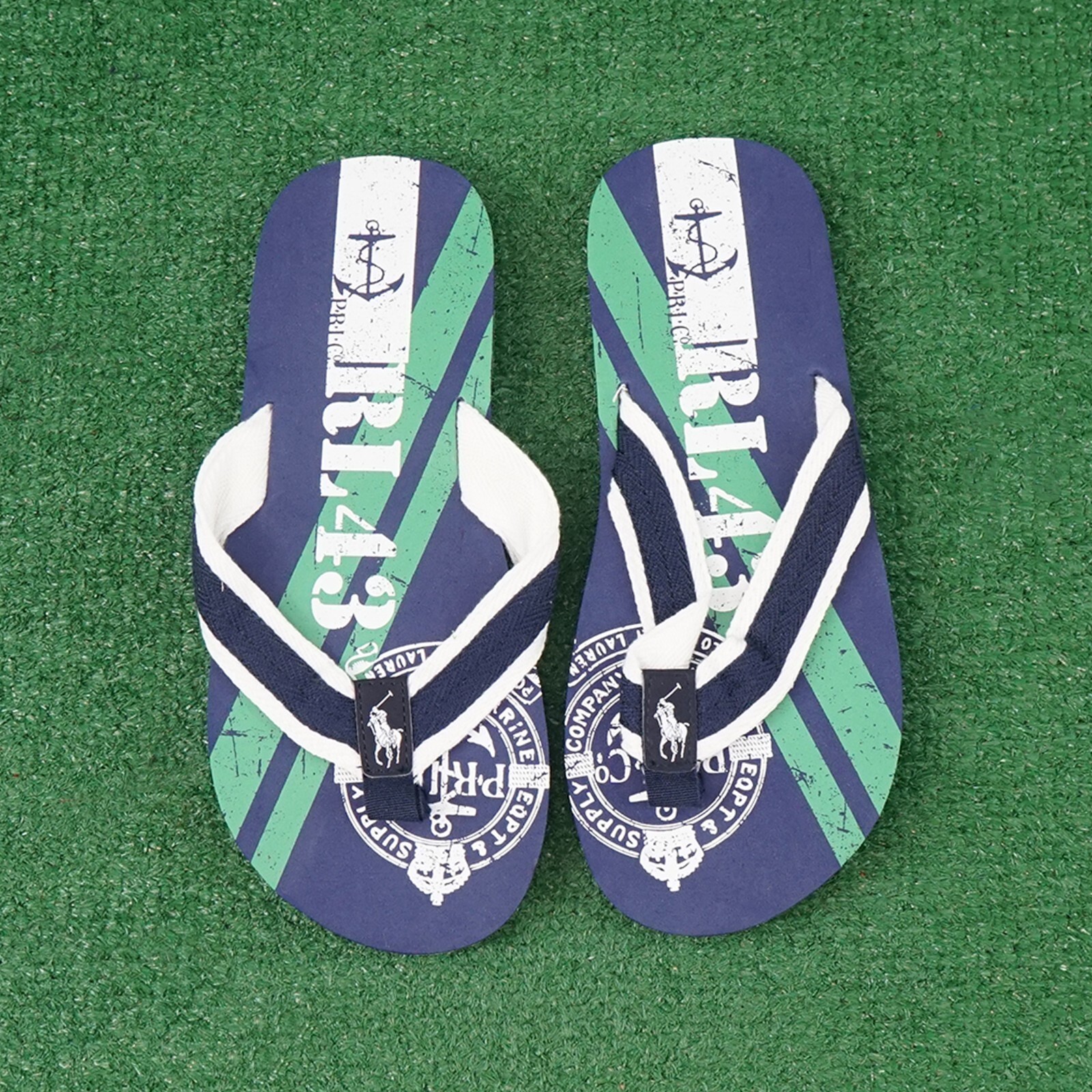 Шлепанцы-стринги Polo Ralph Lauren Темно-синиезеленые для юниоров на катамаране 4390₽