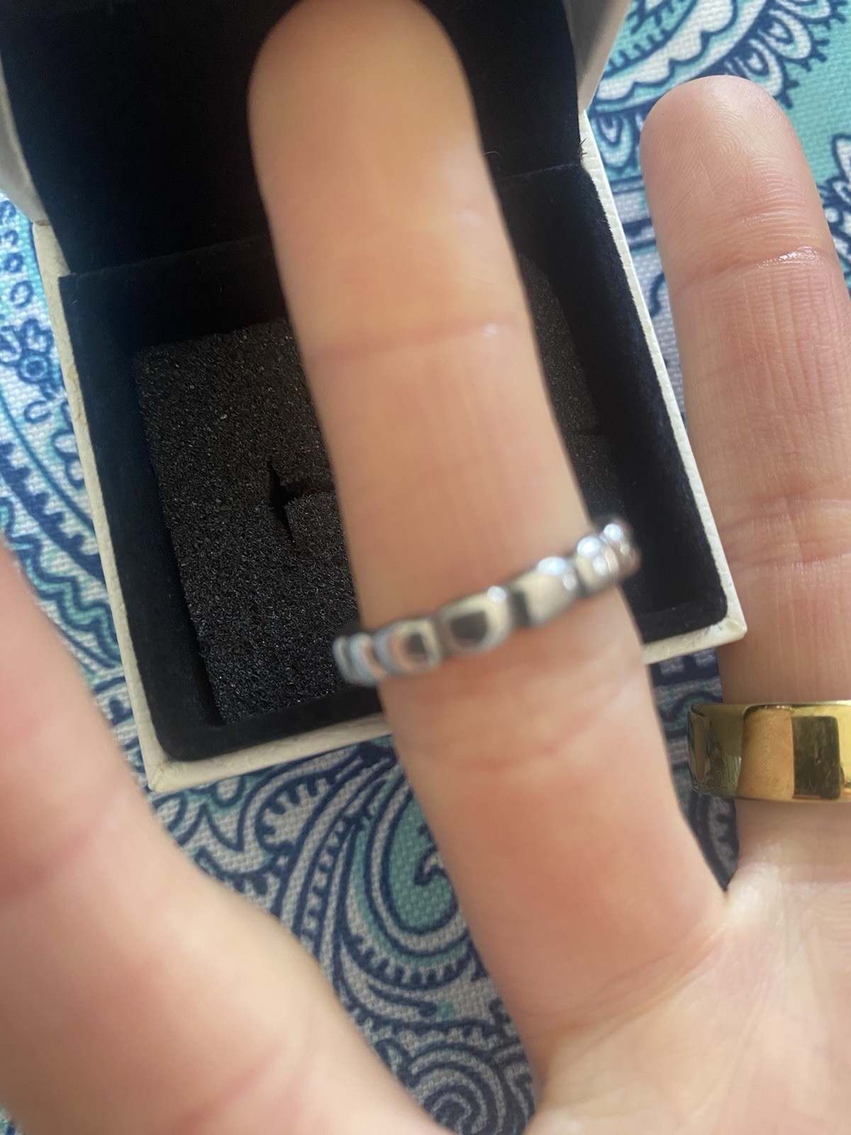 Pandora Black Bubble Stackable Ring Sterling Silv… - image 3