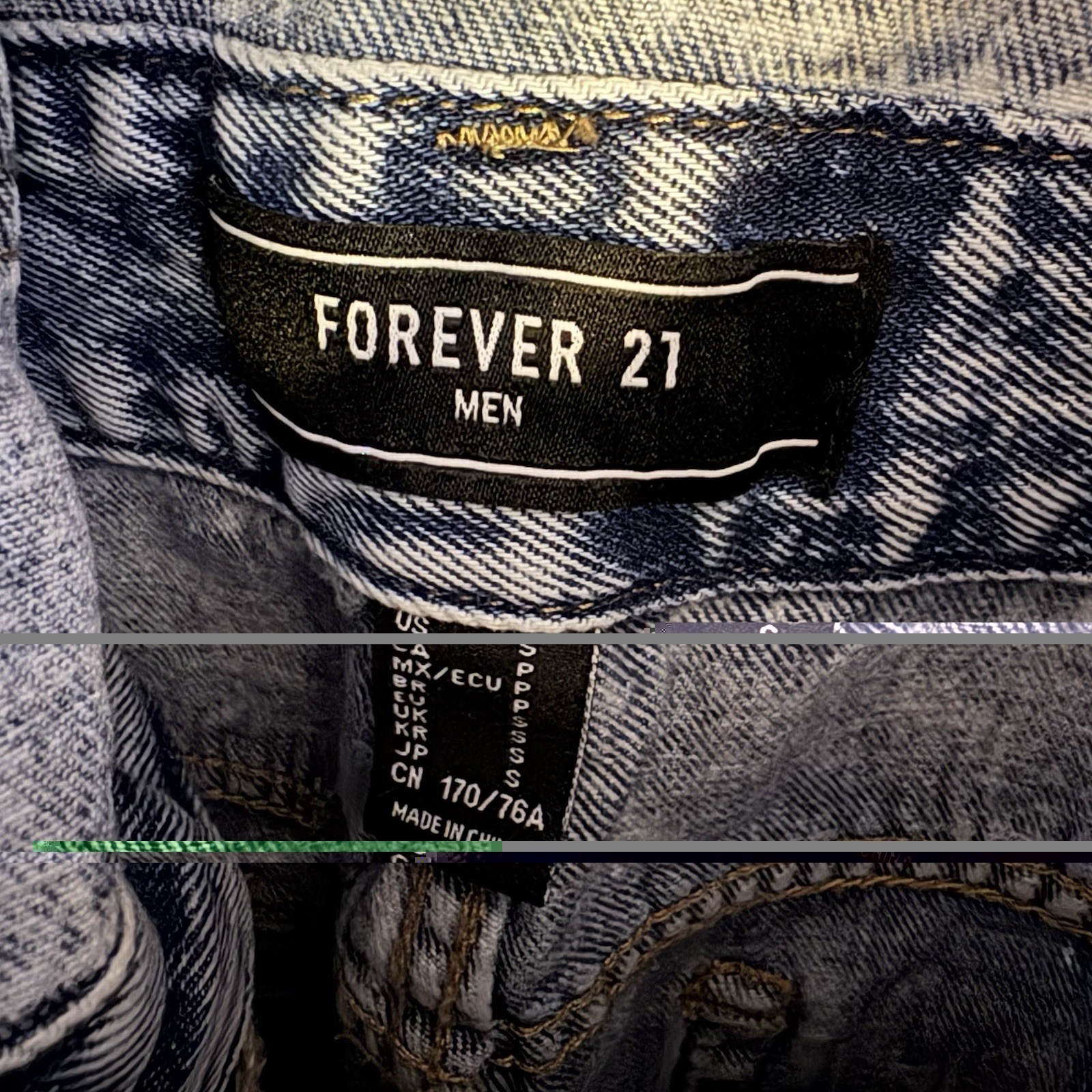 Forever 21 Men Size S Blue Acid Wash Denim Relaxed Distressed Jean Overalls NWT