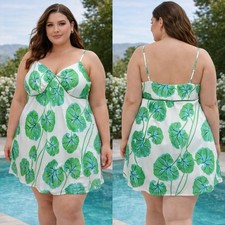 Diane Von Furstenberg For Target Geranium Leaf Slip Dress Satin Green White XL