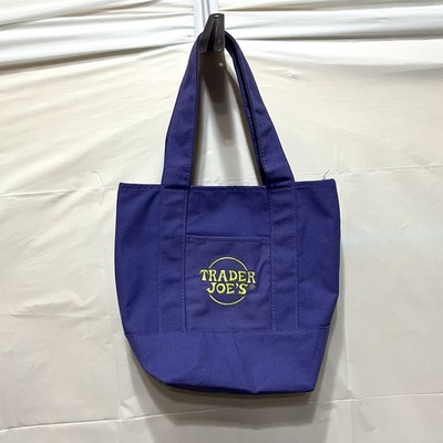 Trader Joe's Purple Canvas Reusable Shopping Bag Foldable Solid Plain Tote