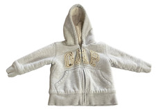 Baby Gap Thick Sherpa Lined Logo Full-Zipped Hooded Jacket Gray Unisex Toddlers