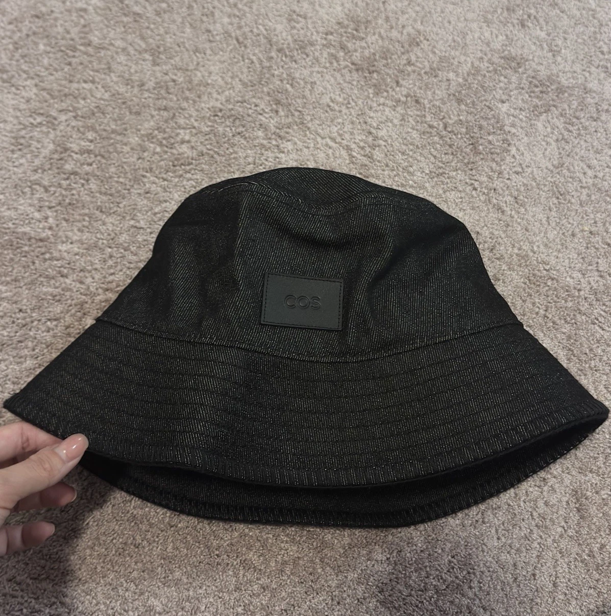 COS black denim bucket hat leather logo L/XL (Men)
