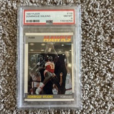 1987-88 Fleer Basketball Set Break Dominique Wilkins #118 PSA 8 New Label