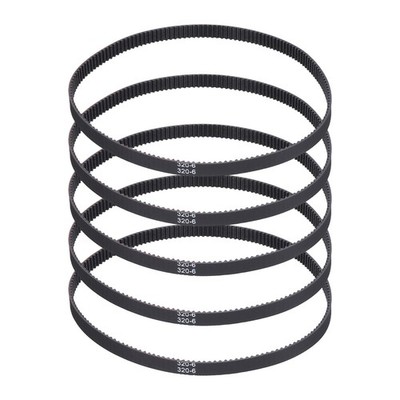 320mm GT-2 Timing Belt, 5pcs 6mm Width 2mm Pitch 3D Printing Closed Loop, Black