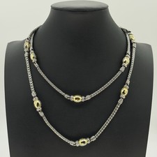 John Hardy Sterling Silver & 22k Gold Palu Hammered Station Necklace 32”