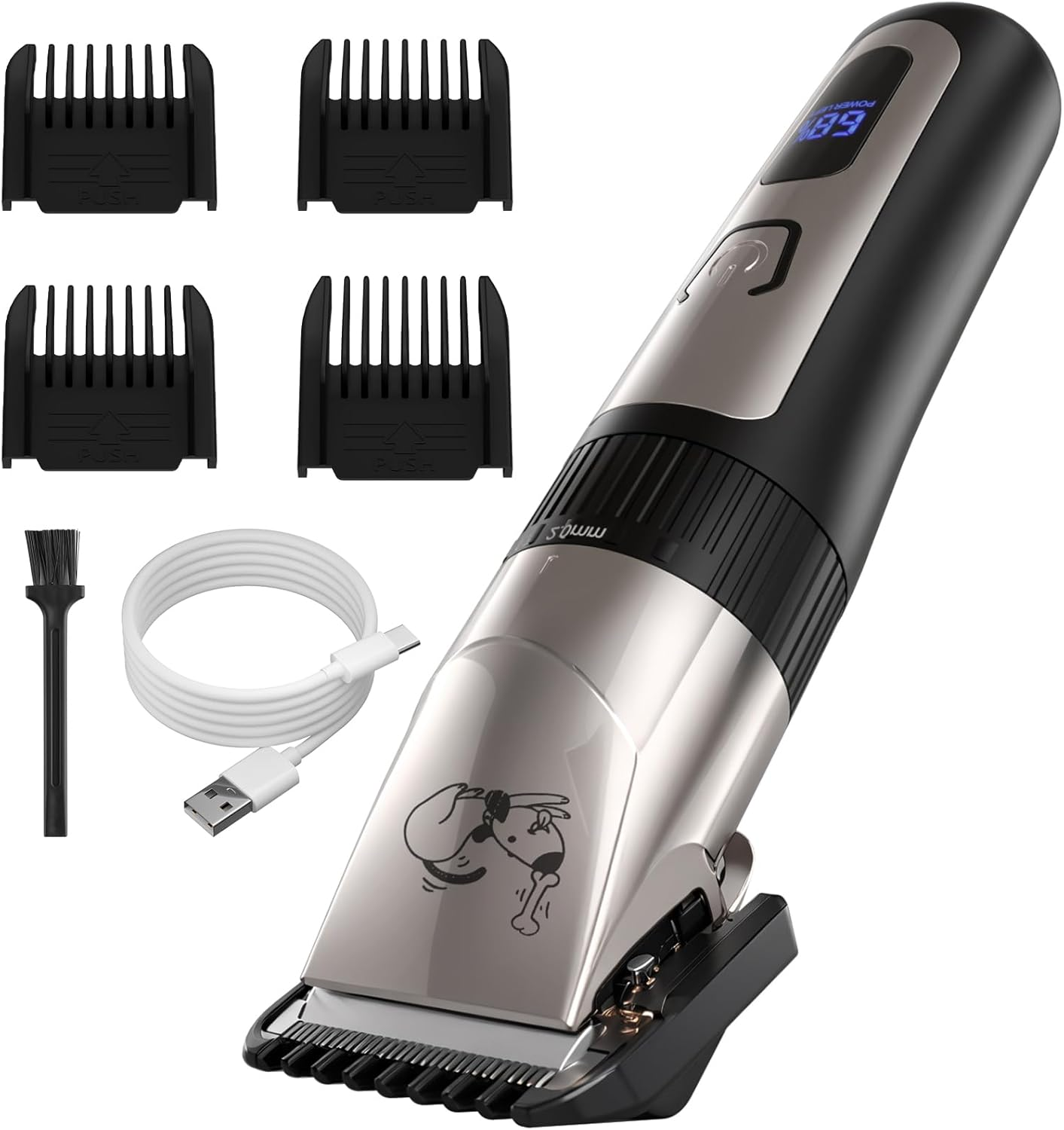 Dog Grooming Clipper Kit, Cordless Low Noise Rechargeable Electric Trimmer with