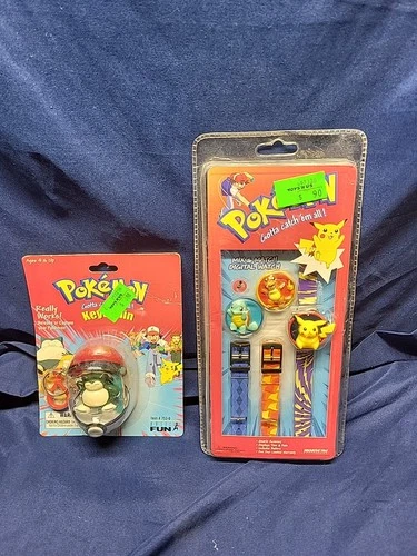 Vintage 1999 Pokémon Snorlax Keychain Sealed Basic Fun #753-0 & Watch!