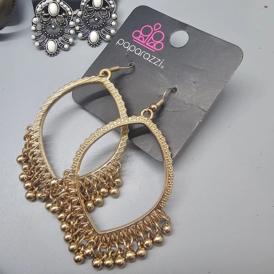 LOTE DE PENDIENTES PAPARAZZI 7 Pares Tono Oro/Plata Azul Sead Vacaciones Púrpura Gota Foto 4 de 4