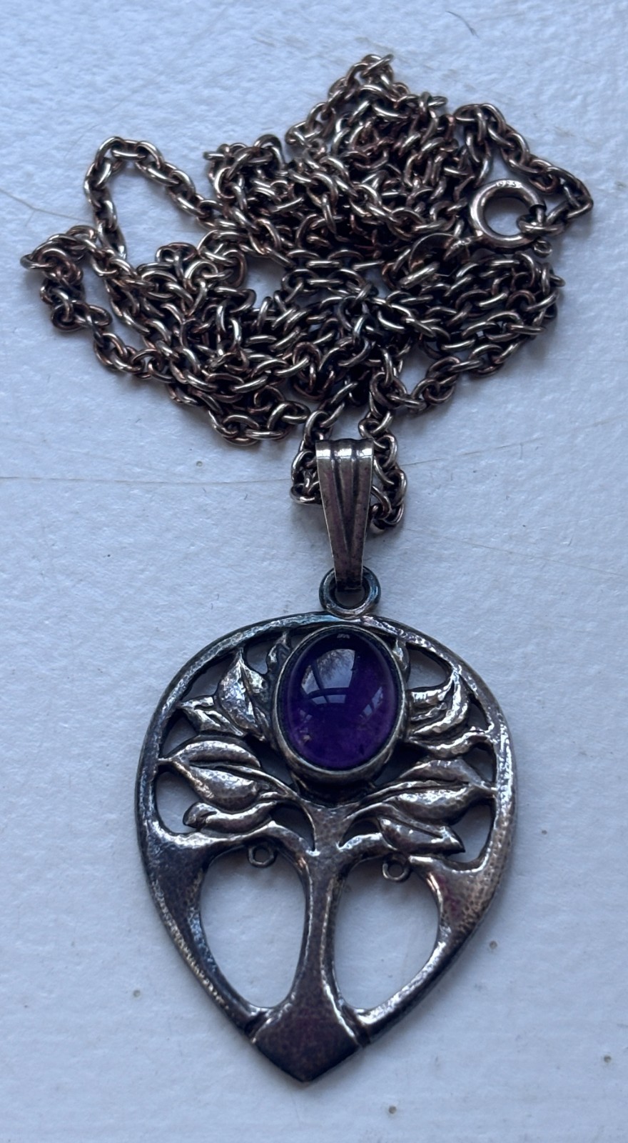 Beautiful Solid Silver & Cabochon Amethyst Tree o… - image 1