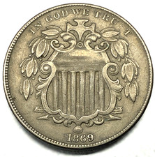 1869 United States Shield Nickel 5 Cent No Rays - XF Higher Grade - Lot 2506