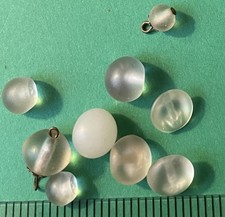 (9) VINTAGE 1/4”-3/8” FROSTED GLASS SELF/METAL SHANK DOLL CRAFT BUTTONS-Z274