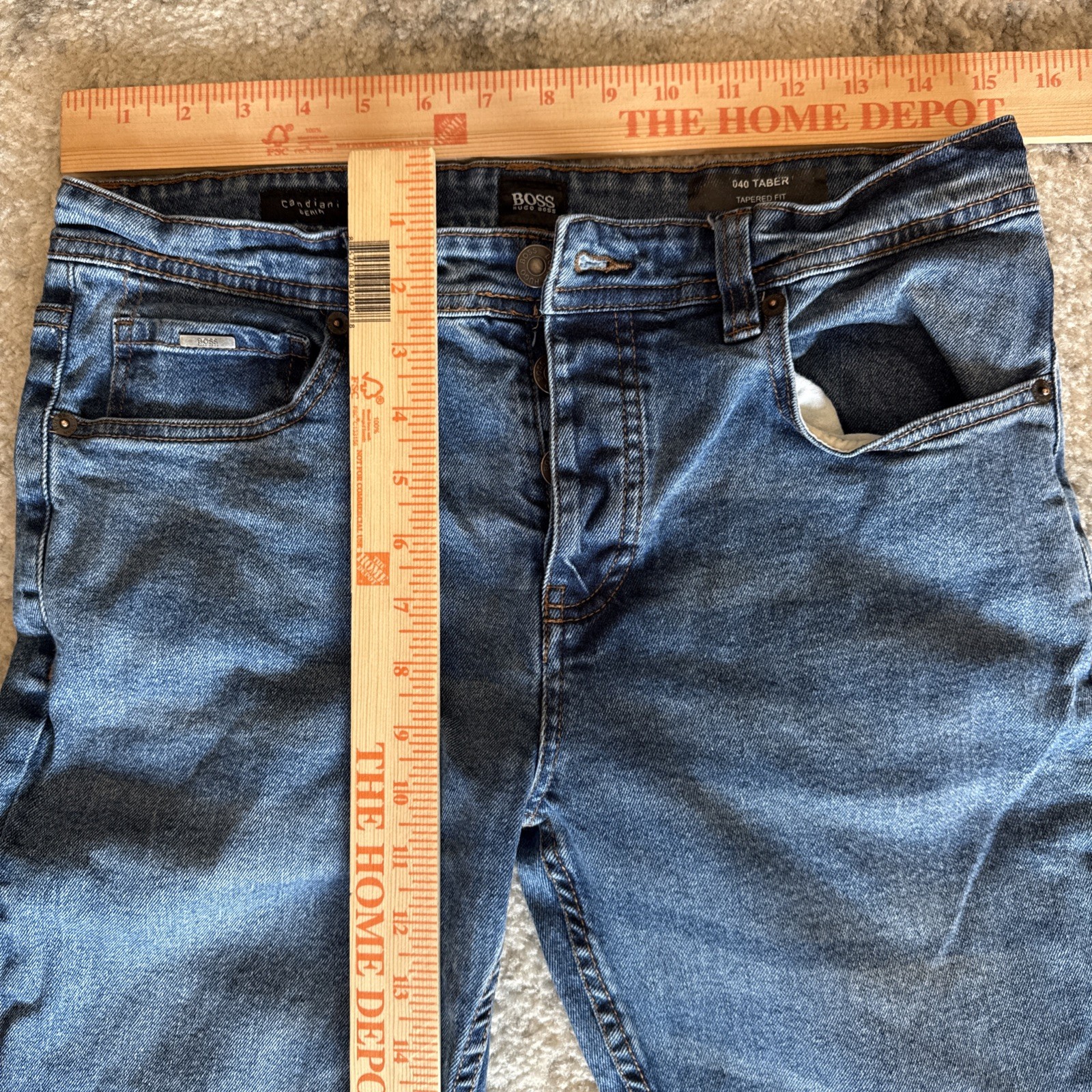 HUGO BOSS Jeans Blue Slim Tapered Stretch Denim Candiani Italy | Mens 34W/32L thumbnail 6