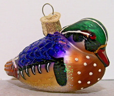 OWC Old World Christmas Blown Glass Wood Duck 16046 brilliantly plumed bird