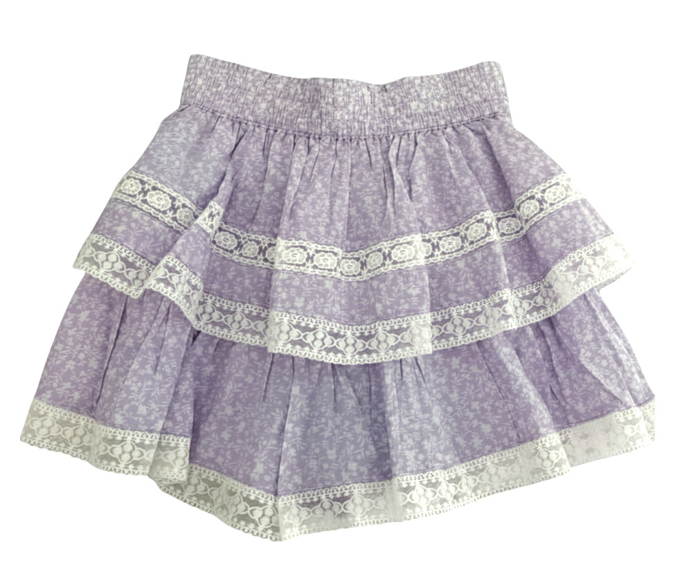 ALTAR'D STATE Winnie Ruffle Shorts LILAC FLORAL w/WHITE LACE Tiered Layered XL